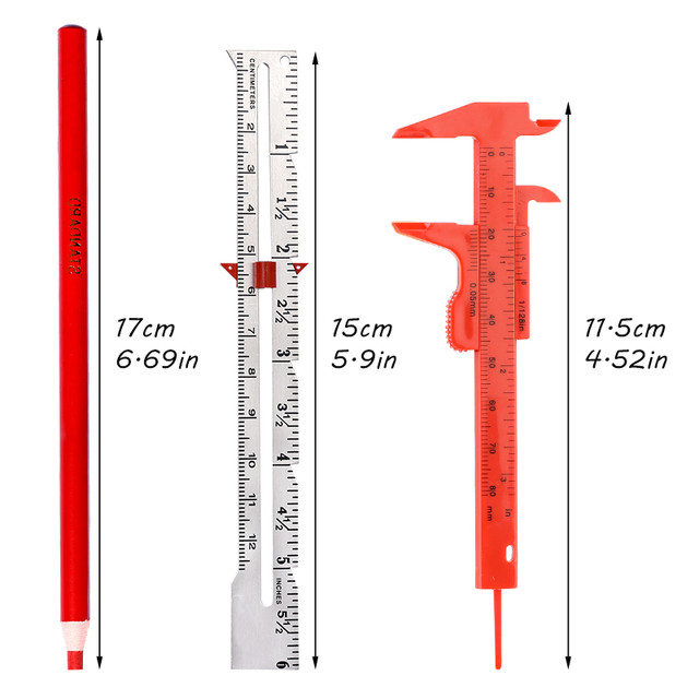 Fabric Sewing Ruler Kit Sliding Gauge Measuring Ruler and Sewing Tailor's  Chalk Sewing Seam Ruler Hand